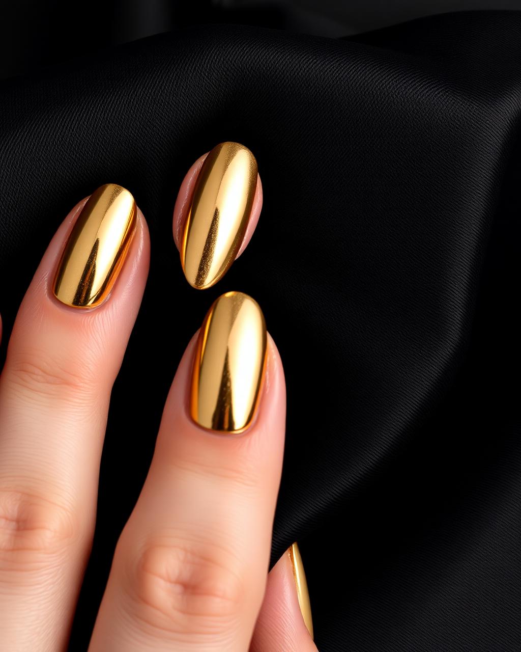 Luxury gold chrome nails